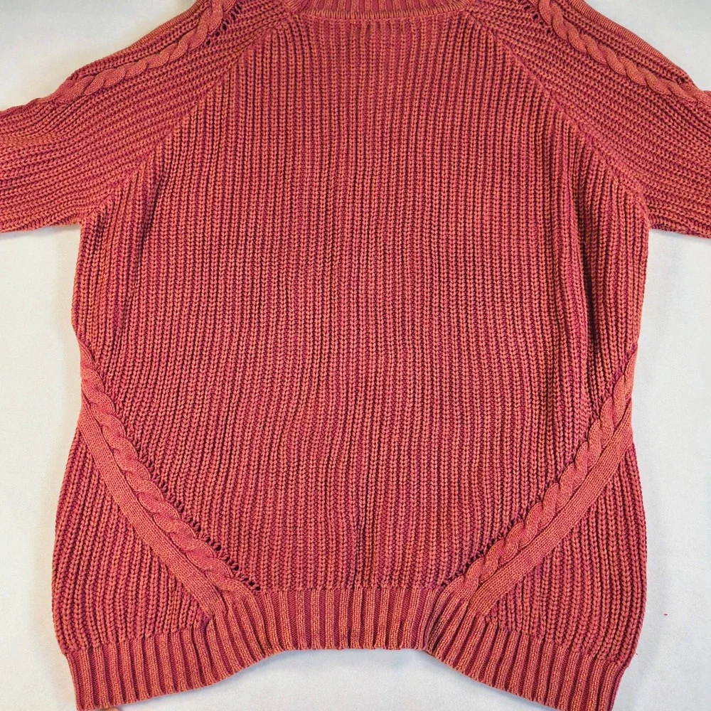 Umgee Chunky Sweater Red Cable Knit Pullover Long Sleeve Cozy Boho‎ Casual Top